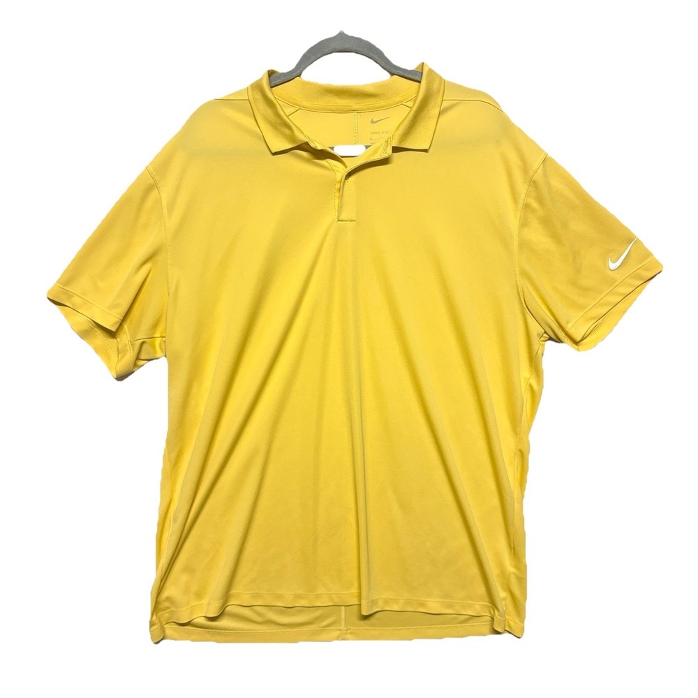 Nike Dri-FIT Victory Golf Polo Shirt‎ Mens XL Yellow Stretch Performance Tennis